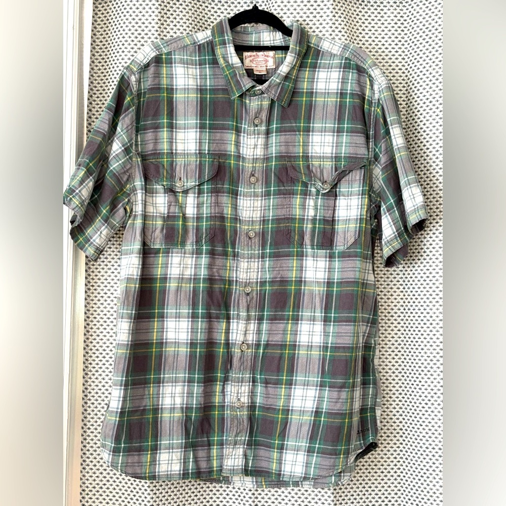 Filson Green Gray Plaid Short Sleeve Button-Down Shirt